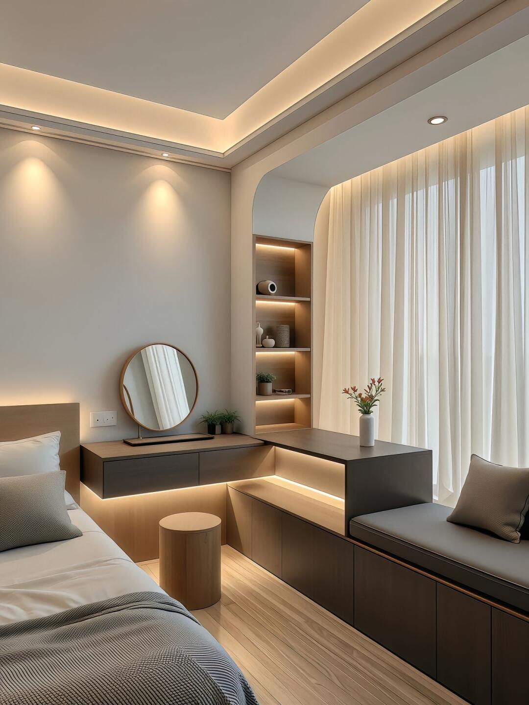 颜值梳妆台案例，化妆收纳一步到位